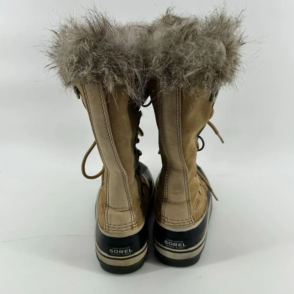 Sorel Joan Of Arctic Boots Womens 7.5 Khaki Waterproof‎ Fur Snow Winter Gorpcore
